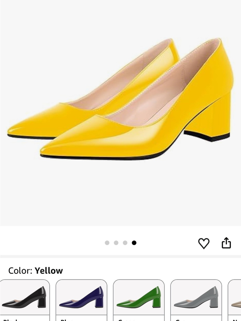 Women's Yellow Pointed Block Heel Pumps size 5.5